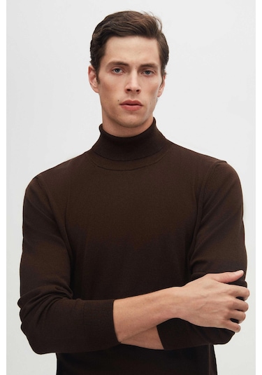 Ds Damat Regular Fit Kahverengi Pamuk Karışımlı Balıkçı Yaka Triko Kazak 5hf06ort12007 201