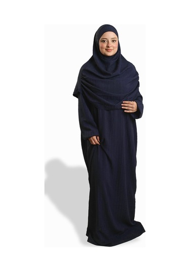 2 Parça Namaz Elbisesi Dokuma Kendinden Desenli 2502 02 Lacivert