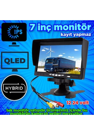 Qled 7 İnç Hybrid Ips Monitör Kayıt Yapmaz 12-24 V Kamesız