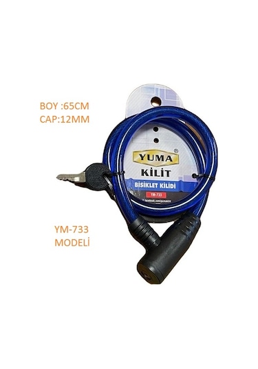 Yuma Bisiklet Kilidi Boy:65cm Çap:12mm Yuma Ym-733 Orta Boy