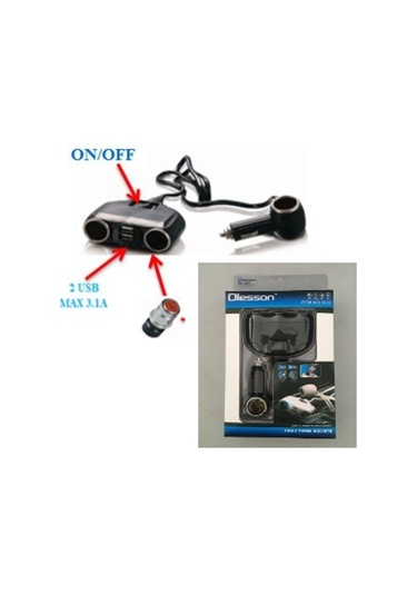 Ayt Olesson 1630 12-24v Çiftli Çift Usbli 120w 80 Cm Kablolu Araç Oto Tır Çakmak Çoklayıcı Çakmaklık Çoğaltıcı