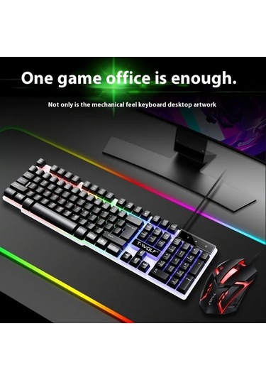 Techbloom T-wolf Thunder Wolf Tf-230 Black Klavye Ve Fare Seti Aydınlatmalı Oyun Ofis Bilgisayar Kablolu Aksesuar Diğer