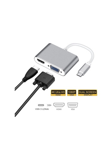 Netojen Nt-430 Type-c To Hdmı & Vga Converter