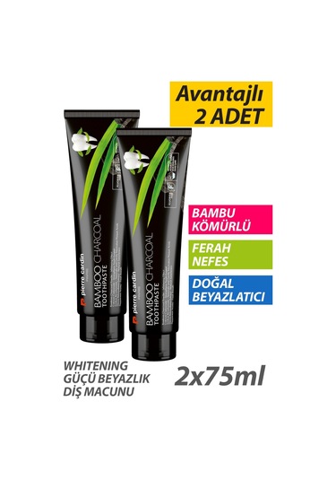 Pierre Cardin Bambu Kömürlü Diş Macunu Doğal Beyazlatıcı & Ferah Nefes 2 x 75 ML