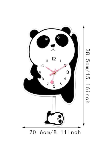 Homyl Panda Sarkaçlı Duvar Saati Sessiz Saat Akrilik Karikatür Stil B