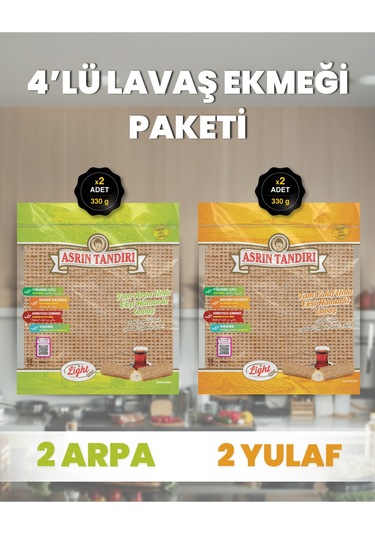 4'lü Lavaş Paketi 2 Paket Ekşi Hamurlu Arpa+2 Paket Ekşi Hamurlu Yulaf 4x330gr.