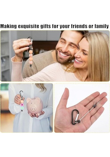 Gatherco 50 Adet Boncuklu Anahtarlık Çubuğu, Boncuk Anahtarlık Yapımı Kiti Anahtarlık Aksesuarları Tılsımlar Boncuklar Kendin Yap Boş Metal Anahtarlık