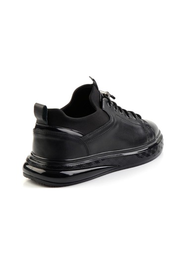 Siyah Hakiki Deri Erkek Casual Ayakkabı E01401082243 Siyah