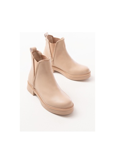 02-02 Nut Taş Aksesuarlı Lastikli Günlük Kadın Bot Beyaz