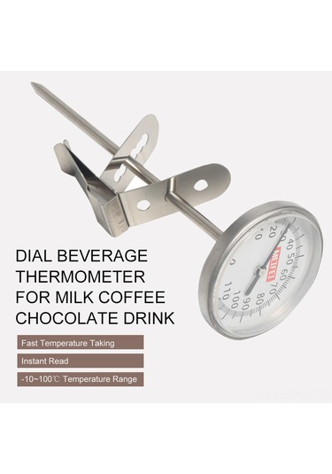 Maiyame Gümüş Büyük Ekranlı El Çekirdekli Termometre - Hızlı Ölçüm, Süt Köpüğü Ve Kahve Isısı Kontrolü, Klem İle Takılabilir -10 C/+100 C