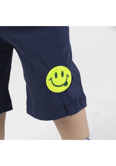 Erkek Bebek Şortlu Kısa Kollu Boys Desen Baskılı Yazlık Basic Alt-üst Takım 6-24 Ay Lacivert