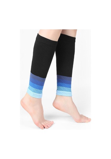 Mavi 1 Çift Buzağı Kollu Koşu Spor Bacak Elastik Sıkıştırma Manşonu Çorap Açık Hava Sporları Fitness Zpg İçin