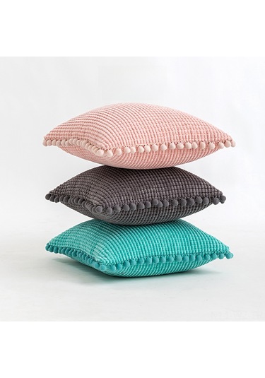 Wezone Modern Ev Dekoru Makyajlı Mısır Tanesi Dokulu Kadife Yastık Kılıfı - Saf Renkli, 45x45 Cm, İç Dolgu Yok Lacivert Diğer