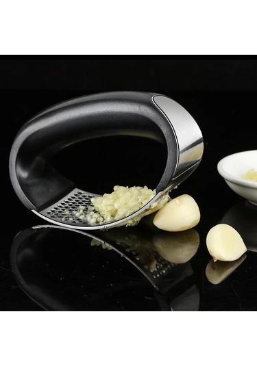 Paslanmaz Çelik Sarımsak Presi Kırıcı Manuel Sarımsak Kıyma Doğrama Sarımsak Aracı Meyve Sebze Araçları Mutfak Aksesuarları Gadget Siyah