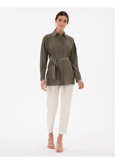 Pierre Cardin Kadın Haki Gömlek Desenli 50306501-vr027 Haki