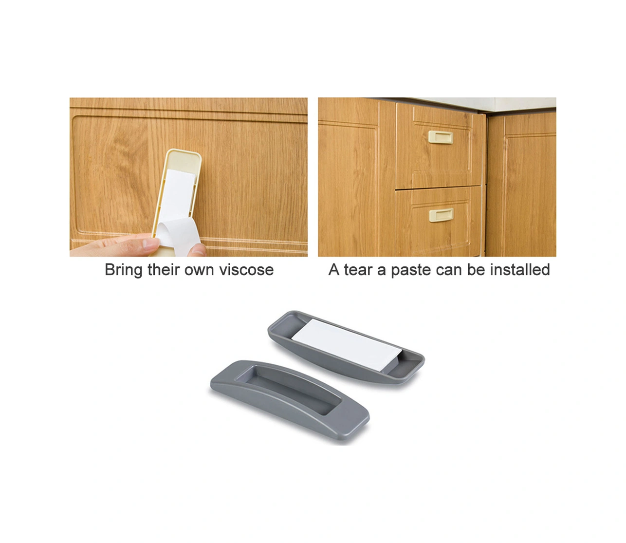 Geeksen Gri Renkli 2 Adet Abs Cam Kapı/pencere Tutanaklı Tutamak, Zorlama Olmadan Kaydırma, Delme Yok Kurulum, Dayanıklı Ve Konforlu Kullanım