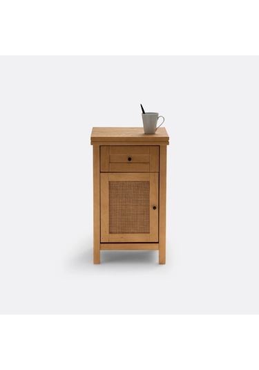 Altea Rattan Detaylı Masif Komodin Ahşap
