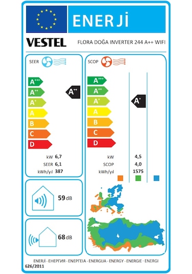 Vestel Flora Doğa Inverter 244 A++ WIFI Klima