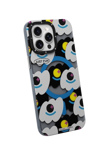 İphone 15 Pro Max Uyumlu Kılıf Magsafe Özellikli Youngkit Happy View Serisi Kapak Mavi