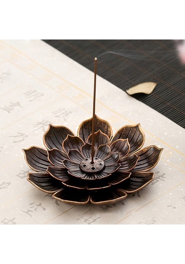 Ulzyvf Lotus Desenli Alaşım Tütsülük - Kül Tutuculu Pratik Tütsü Tablası, Kahverengi Kahverengi