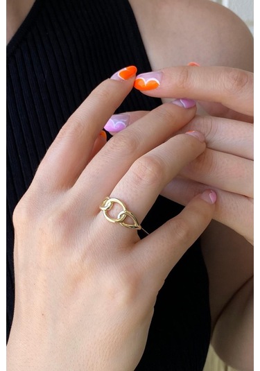 Zümrüt Sarraf 14 Ayar Yeşil Altın Kadın Zincir Detay Yüzük 553891741