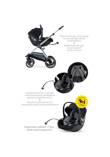 Kanz Explorer Autofold Travel Sistem Bebek Arabası Hunter Green