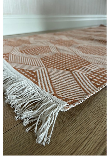 Kiremit Modern Desenli Kilim - Makinede Yıkanabilir Renkli