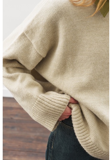 Chunky Oversıze Kazak Bej Bej