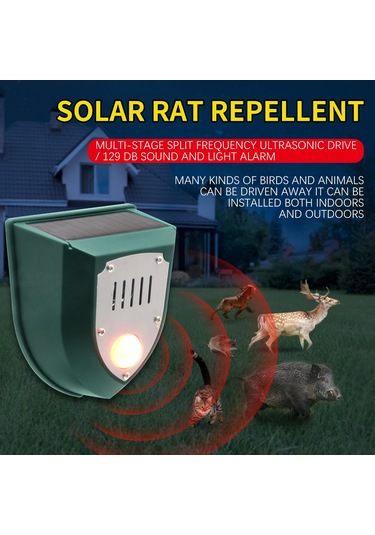 Reedark Güneş Enerjili Ultrasonik Hayvan Kovucu - Pır Sensörlü, Ip55 Su Geçirmez, 8m Algılama