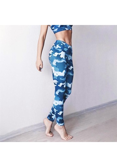 Dijital Kamuflaj Baskı Yoga Pantolon Hızlı Kuru Sıska Kadın Spor Tayt