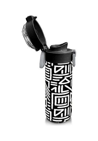 Coral High Kids Siyah Beyaz Geometrik Desenli Pipetli Ve Direkt İçim Çelik Termos 500 Ml 31882 Beyaz - Gri