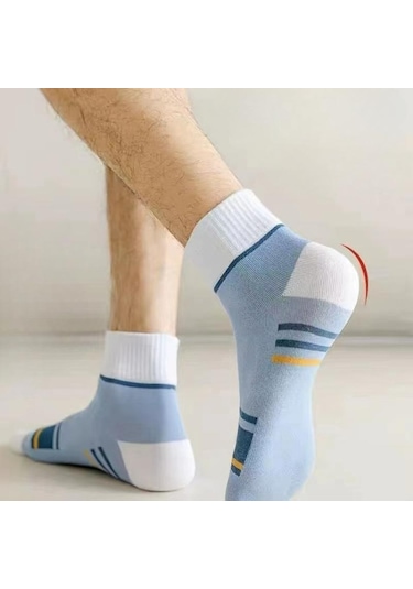 Siyah & Beyaz 5/10 Pairs Erkek Orta Buzağı Spor Çorap Çizgili Nefes Pamuk Çorap Rahat Çorap Lot 10 Pairs Siyah - Beyaz