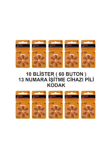Kodak 13 Numara 10 Paket Kodak İşitme Cihazı Pili