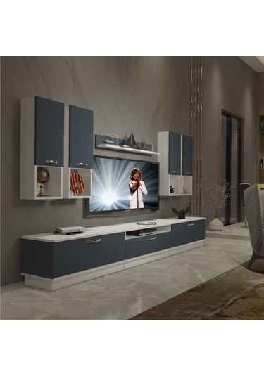 Decoraktiv Trendstyle 8da Mdf Tv Ünitesi Tv Sehpası Beyaz - Antrasit