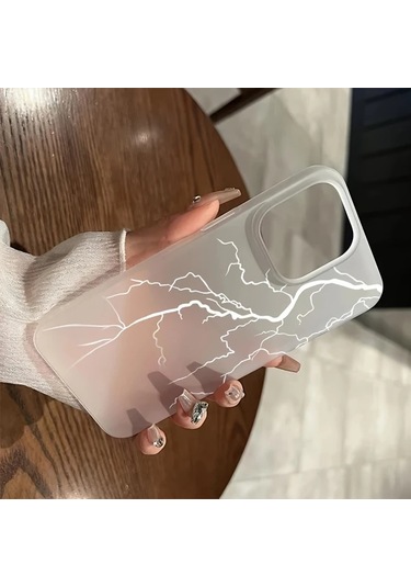 Fochsia iPhone Uyumlu 11 Pro Max Mat Yarı Saydam Yıldırım Desenli Silikon Kılıf