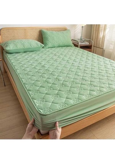 Novahub Simmons Yatak Örtüsü Açık Yeşil Tek Parça Koruyucu Kapak İdrar/su Geçirmez Açık Yeşil