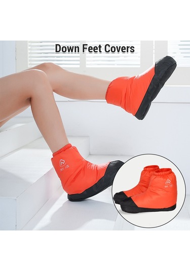 Xindoker Kışlık Isı Sağlayan Su Geçirmez Dışarıda/içeride Kullanıma Uygun Kaymaz Tabanlı Beyaz Ördek Yünlü Ayaklıklar - Mavi L Boy Mavi