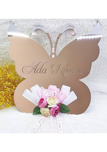 Pleksi Kelebek Kız Odası Kapı Süsü Çok Renkli