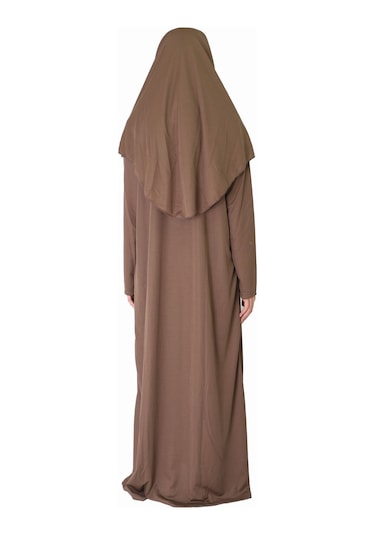 Koyu Sütlü Kahve Fermuarsız Namaz Elbisesi