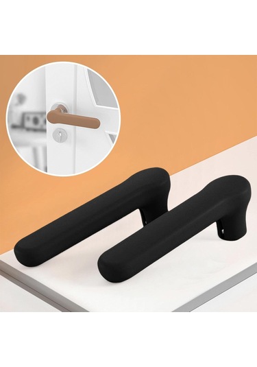 Siyah Kapı Kolu Koruyucu 2 Adet, Çocuk Güvenliği İçin Silikon Kapı Kolu Koruyucu