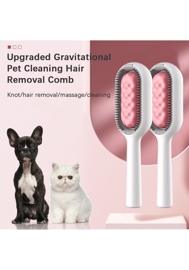 Vkemall Kedi Köpek 4'lü Fonksiyonlu Tüy Temizleme Aleti - Dökülen Tüy Alma, Masaj, Saç Temizleme, Güzellik Bakıcısı - Pembe Kısa Dişli Ve 10 Lü Islak Mendil Seti