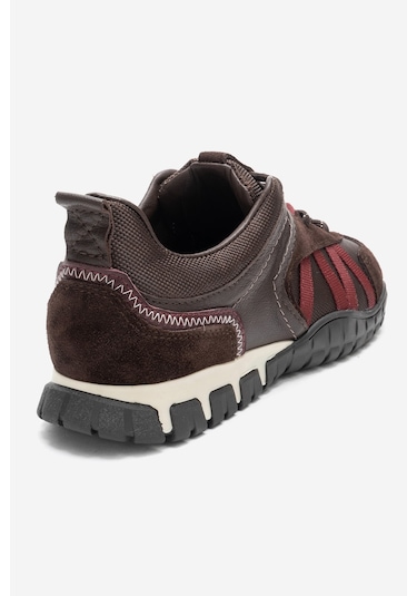 Fıera Kahverengi Bordo Hakiki Deri Fileli Kadın Günlük Sneaker Bordo - Kahverengi