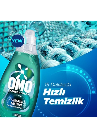 Omo Express Fresh Kötü Koku Karşıtı Beyaz ve Renkliler Sıvı Çamaşır Deterjanı 3 x 1480 ML