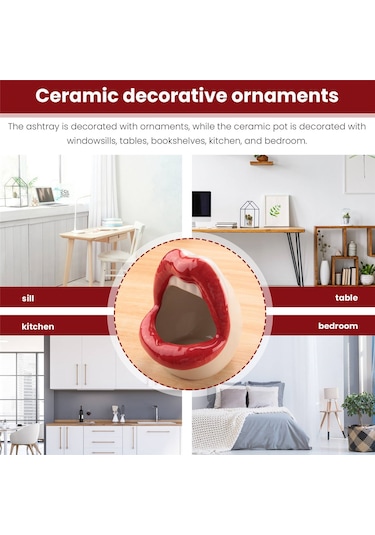 Yaratıcı Sukulent Kaktüs Saksısı, Seramik Küçük Çiçek Bitkileri Kapları Büyük Dudaklar Saksı Ev Ofisi İçin, Kırmızı