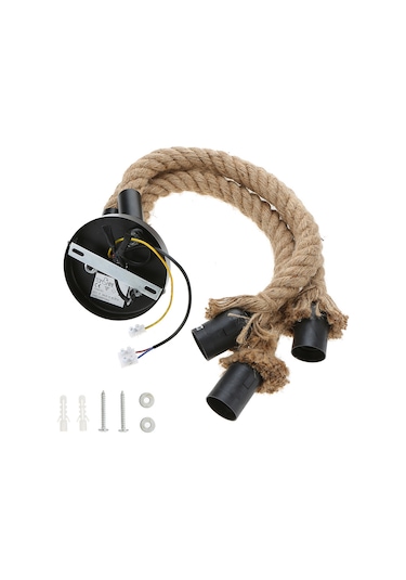 Yaozixa "3'lü E27 Avize - Kenevir İp Askılı Endüstriyel Dekoratif Aydınlatma" Çok Renkli