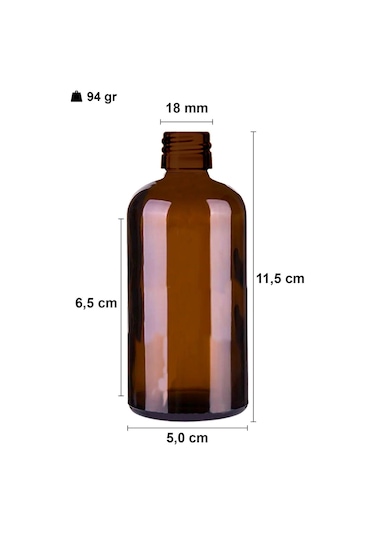 Çelik Roll On Şişesi 100 ML Sızdırmaz Siyah Kapaklı Amber Cam Şişe 2 Adet