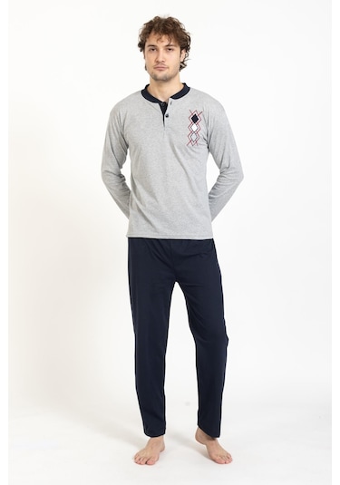 Erkek 2045 Uzun Kol Süprem Pijama Takımı Gri Gri