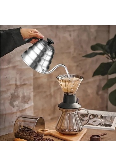 Wondernest Uzun Termometre Su Paslanmaz Kuğu Kahve Jialan Isıtıcısı Gümüş Çelik Ez Gümüş