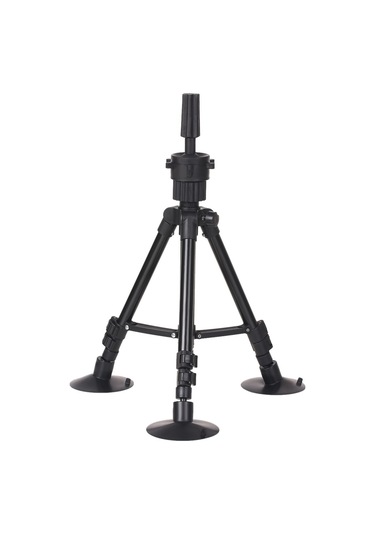 Leezsing "3 Emişli Ayarlanabilir Saç Modeli Standı - Hafif Ve Sağlam Alüminyum" Siyah