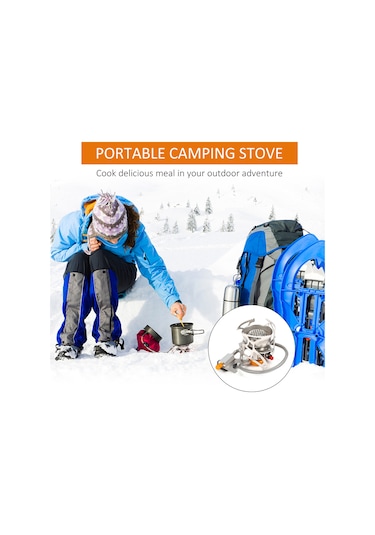 Maiyame Lixada Taşra Çalışır Çelik Kompakt Kamp Ocağı - Uzun Gaz Tankı Bağlantısı Ve Honeycomb Isıtıcı Kafa Çok Renkli